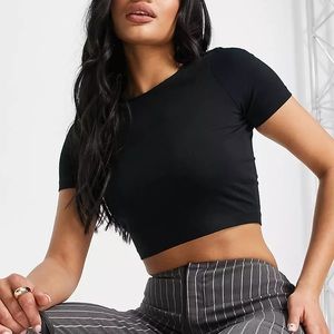 ASOS DESIGN fitted crop t-shirt in black
